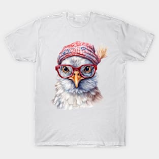 Cozy Chicken in a Red Hat T-Shirt